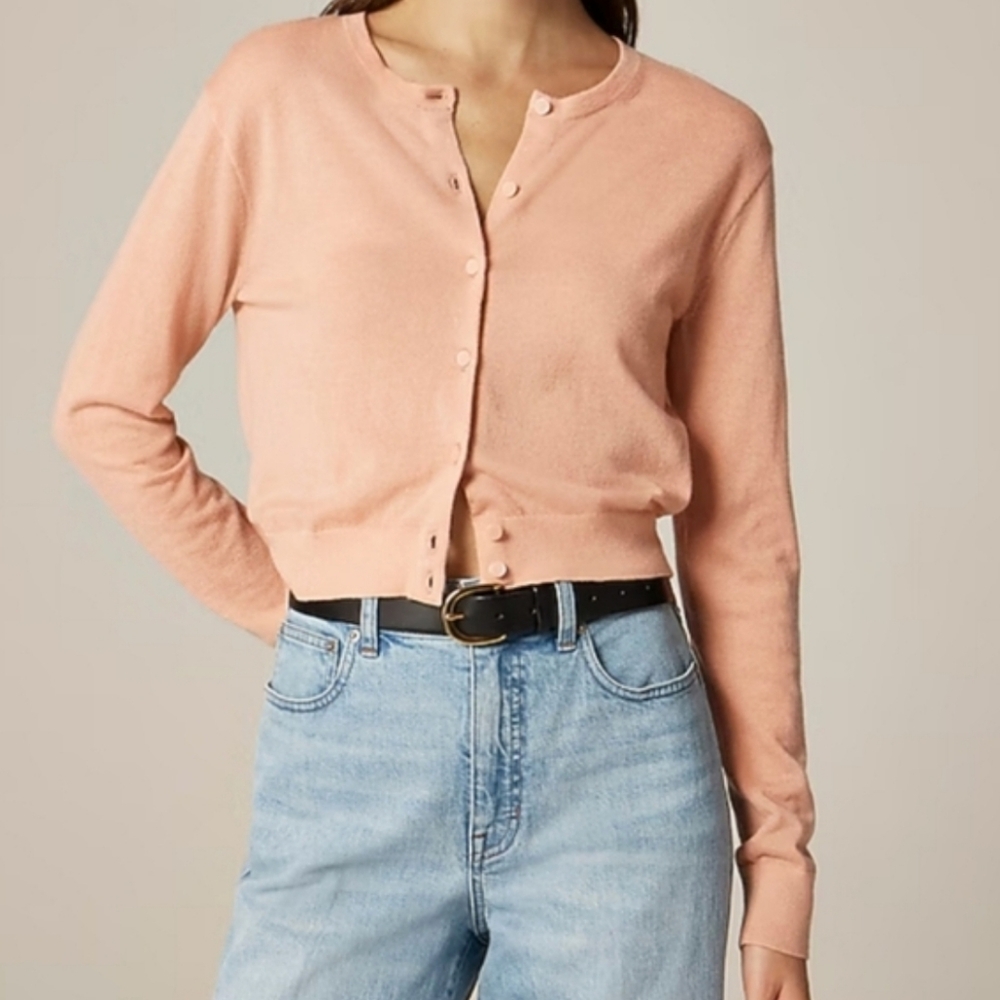 J. Crew Featherweight Cashmere Cardigan Sweater Size S Peach Clay 2025 Style